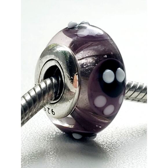Pandora Purple Sterling 925 Murano Glass Bead Charm 790652 - Picture 2 of 5